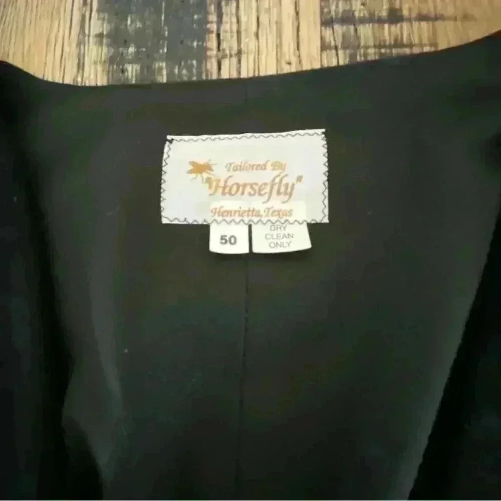 HORSEFLY Black Wool Western Vest Etched Star Buttons Men’s Size 50